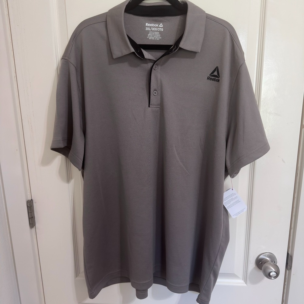 Reebok Golf Polo Shirt Mens 3XL NWT Taupe Performance Short Sleeve Moisture Wick